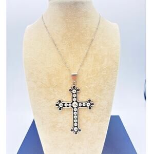 Statement Taxco Sterling Silver Budded Cross Pendant 20.8 g • 925 Mexico TJ‑6